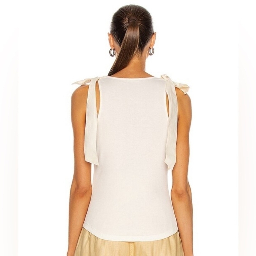 Ulla Johnson Bayley Bow Ribbed Tank Top. - Picture 2 of 10